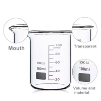 Bécher en Verre de 100 ml, Tasse à Mesurer en Borosilicate, Outil de Mesure de Laboratoire, Prix Bas Fabricant, Vente en Gros