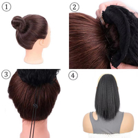 Queue de cheval synthétique de 22 pouces, lisse et bouclée, avec cordon de serrage, extension de cheveux à clipser pour femmes, style Yaki
