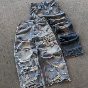 Pantalones Vaqueros de Mezclilla con Orificios Estilo Vintage Personalizados, Pantalones de Pierna Recta Desgastados de Moda al por Mayor, Jeans para Hombre - Product Image 5