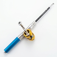 Ensemble de canne à pêche portable mini format avec moulinet de lancer, canne à pêche télescopique de poche complète pour la pêche sur glace et en mer