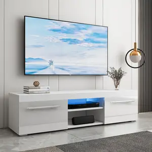 Soportes de TV modernos Muebles de sala de estar Centro de entretenimiento Unidad de medios Gabinete de TV Mesa de consola con luz LED OEM