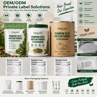 Poudre de protéines de graines de citrouille à marque privée, protéines végétales véganes, emballage personnalisé OEM (sachet, pot, boîte) pour vendeurs e-commerce