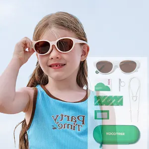 KOCOTREE vendita calda bambini e genitori occhi di gatto occhiali rotondi verde bianco estate polarizzati TAC PC bambino occhiali da sole