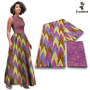 Sản Xuất Mới Đến 2 + 4Yards Bông Sáp Kente Vàng 100% Bông Phi Vải Ankara Vàng Vải Sáp Phi khố - Product Image 2