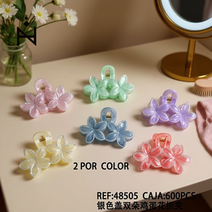 Fermaglio per capelli a doppia frangipani con clip a becco d'anatra e cappuccio argentato, 2 per colore, scatola da 600 pezzi - Product Image 3