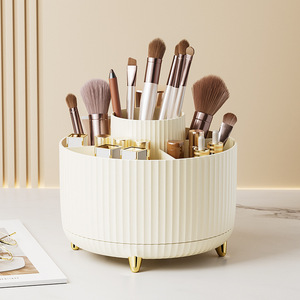Contenedor de almacenamiento de brochas de maquillaje giratorio de escritorio, estante de lápiz labial de dormitorio de almacenamiento clasificado giratorio - Product Image 1