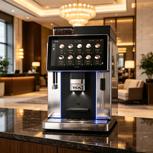 เครื่องชงกาแฟอัตโนมัติแบบหยอดเหรียญ รุ่นเชิงพาณิชย์ ชงสดจากเมล็ดกาแฟ พร้อมนมสด เอสเพรสโซ คาปูชิโน ลาเต้ แรงดัน 9 บาร์ หน้าจอสัมผัส 15.6 นิ้ว - Product Image 4