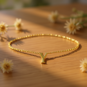 Pulsera con Dije de Letra Y, Chapada en Oro, de Acero Inoxidable, Joyería de Moda para Mujer, Regalo, Estilo Moderno - Product Image 2
