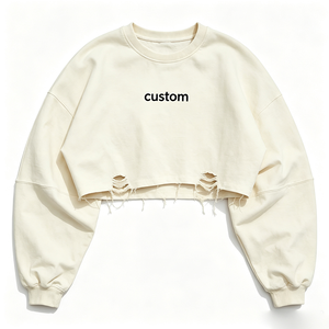 Felpe Oversize Personalizzate per Donne, Larghe e Corte, 100% Cotone, Manica Lunga, Vendita all'Ingrosso, Abbigliamento Primaverile Femminile - Product Image 3
