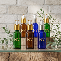 Botol Minyak Esensial Kaca Silinder 5ml-100ml Warna-Warni Custom, Wadah Dropper, Kemasan Kosmetik