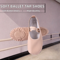DANWA Chaussures de claquettes souples populaires pour femmes, style sport, en toile et cuir véritable, semelle plate en TPR, pour la danse jazz et l'entraînement