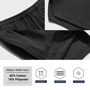 YLS-Camiseta de Color liso para hombre, conjunto de dos piezas de tela de Waffle de 260Gsm de talla grande a juego, <span class=keywords><strong>2022</strong></span> - Product Image 3