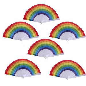Abanicos Plegables Personalizados de Plástico con Diseño de Arcoíris, Abanico Decorativo para el Hogar, Abanico para Manualidades, Actuaciones en Escenario, Baile, Decoración de Bodas y Fiestas, Regalo - Product Image 1