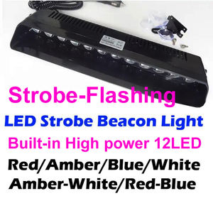 12W rojo Azul 2 colores faro intermitente 12 <span class=keywords><strong>LED</strong></span> interior del coche tablero <span class=keywords><strong>parabrisas</strong></span> lámpara S12 ADVERTENCIA DE PELIGRO DE EMERGENCIA luces estroboscópicas de señal - Product Image 3