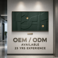 Décoration murale 3D multicouche en PVC découpé géométrique cercle vert foncé et or, cadre doré, pour hôtels, couloirs professionnels, halls d'accueil, murs d'accentuation, sur mesure, en gros