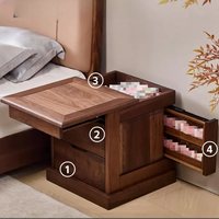 Table de chevet moderne en noyer noir, directement de l'usine, avec compartiment caché à verrouillage RFID et multiples rangements, pour chambre d'hôtel, vente en gros