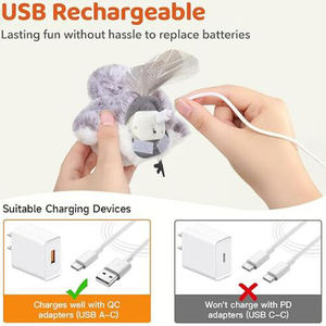 Jouets pour chat Flapping Bird (pas de vol), réaliste Sandpiper Chirp Tweet, Rechargeable Touch Activated Kitten Toy Interactive Cat Exer - Product Image 5