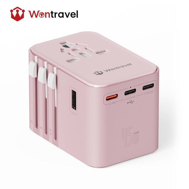 Wontravel 6 Ports GaN PPS Fast Charging Wall Charger International USB Travel Adapter 45W with 3 Type-c