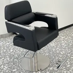 Fancy PU Leather Salon Furniture Anti-fatigue Floor Mat Chair Hairdresser Barber Chair Black Salon Barber Shop Chair