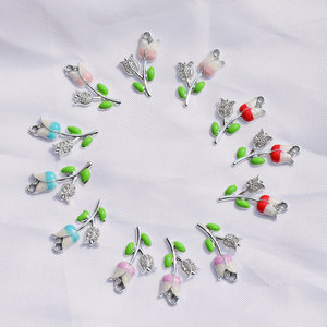 Tulip Flower Pendant Zinc Alloy Charms Pink Purple Blue <b>Red</b> For Jewelry Making DIY Earrings <b>Bracelet</b> Necklace Accessories - Product Image 3
