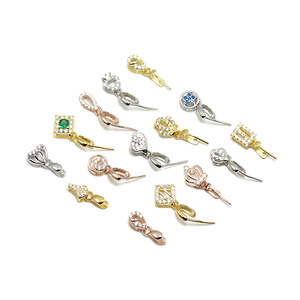 Micro Pave zircon Mặt dây chuyền quyến rũ S925 Sterling Bạc dưa hạt giống khóa Clip Pinch nối bông tai Phụ kiện Bail móc cài - Product Image 1