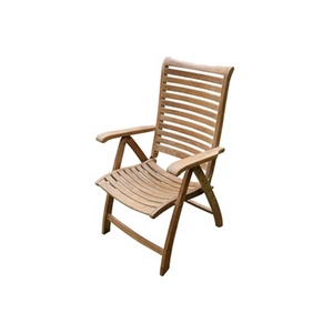 Silla de Jardín Plegable Moderna de Madera de Teca con Reposabrazos, Muebles de Patio Reclinables Portátiles para Playa, Balcón y Ocio - Product Image 1