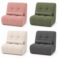Canapé modulaire sans accoudoirs, sectionnel, en tissu tricoté doux, avec coussin de sol et oreiller de soutien pour salon
