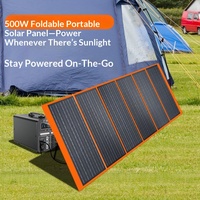 Kit Panel Surya Lipat Portabel 500W, Modul PV Efisiensi Tinggi untuk Darurat, Pengisian Baterai 18V, Premium Terlaris untuk Berkemah