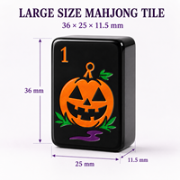 Jeu de Mahjong Américain Personnalisé de Luxe Moderne pour Halloween, Tuiles en Acrylique Noir Brillant, Design Original Effrayant Gravé, OEM ODM Privé