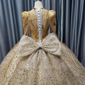 Robe de mariée élégante, robe de mariée ornée de fleurs, Vestidos De Novias, robe de soirée en dentelle à sequins et perles, Nigéria Lscm09 Jancember - Product Image 4