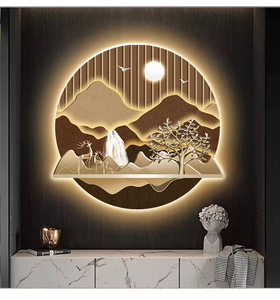 Decoración de sala de estar de lujo <span class=keywords><strong>simple</strong></span>, pintura de luz LED, <span class=keywords><strong>paisaje</strong></span> encantador, naturaleza muerta, arte de pared luminoso - Product Image 6