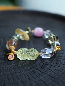 Vefiery Luxury Handmade Vintage Women's Multi Gemstone <b>Beaded</b> <b>Bracelet</b> Natural Citrine Pixiu Super Seven Rutilated Quartz 925 - Product Image 2