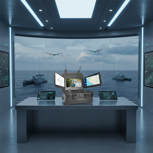 Station de travail portable robuste à triple écran de 15,6 pouces, protégée IP65, pour les opérations sur le terrain, radio portable - Product Image 1