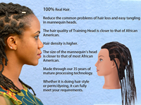 Tête de Mannequin Cheveux 100% Naturels avec Support pour Coiffure et Cosmétologie, Idéale pour Pratique et Formation