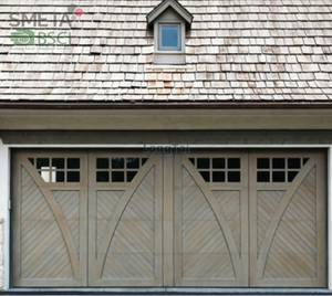 Porte <span class=keywords><strong>de</strong></span> <span class=keywords><strong>garage</strong></span> coulissante et pliante Andexin en <span class=keywords><strong>bois</strong></span> massif <span class=keywords><strong>de</strong></span> chêne américain isolé 9x8 - Product Image 1