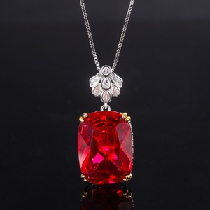 Wholesale Polished Eco-friendly <b>Copper</b> Jewelry 15*20mm Cubic Zirconia Anti Tarnish Simple Pendant Necklace for Women Party Gift - Product Image 3