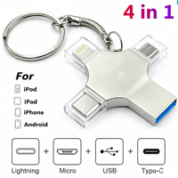 Clé USB OTG 4-en-1 avec lecteur MP3, interface multiple Lightning et Micro USB, personnalisable avec logo pour ordinateur