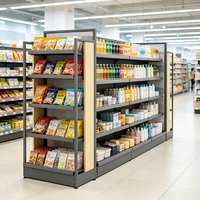 Étagère de présentation robuste en métal noir, étagère autoportante pour magasin, supermarché, vitrine, rangement