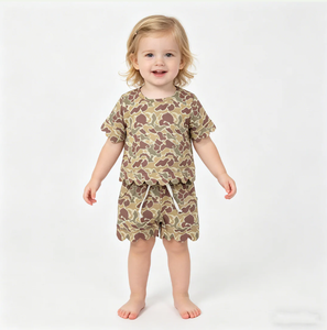 Conjuntos de Ropa para Hermanas Bebés Niñas, Camisetas de Manga Corta con Bolsillos y Pantalones Cortos con Volantes - Product Image 2