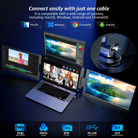 Moniteur portable LCD à rotation automatique Full HD 1080P avec extension d'écran triple ou quadruple 14 pouces, connexion Type C, pour ordinateurs portables