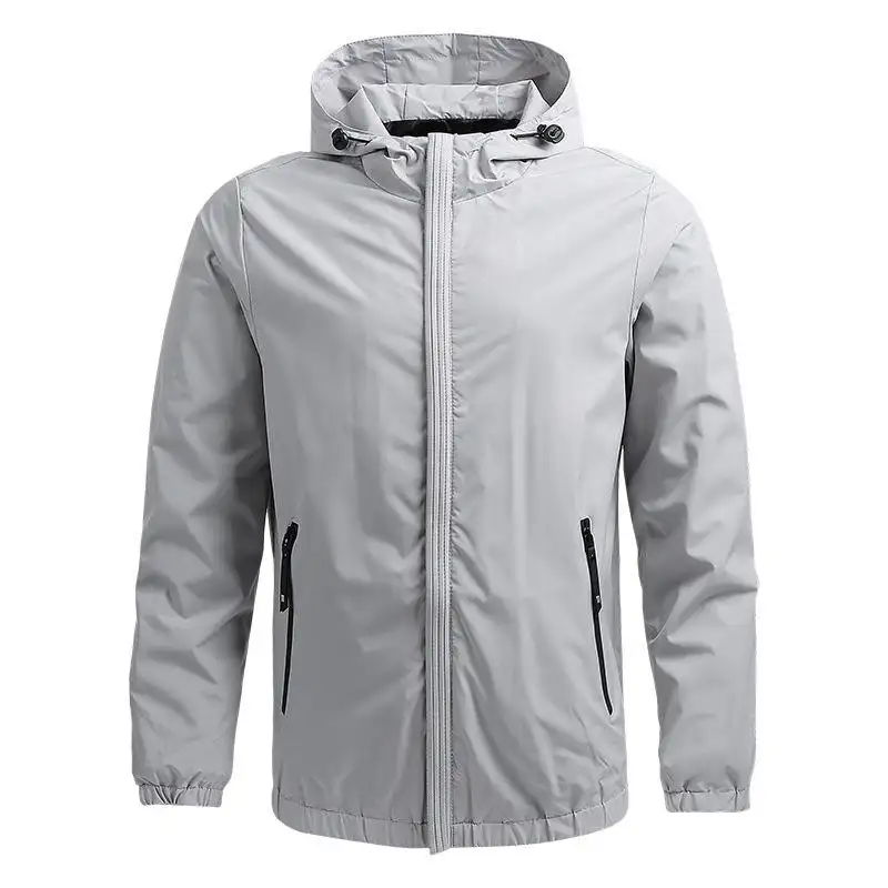 Custom Logo High Quality Casual Windbreaker Waterproof Hooded Sports Outdoor Men's Polyester Jacket