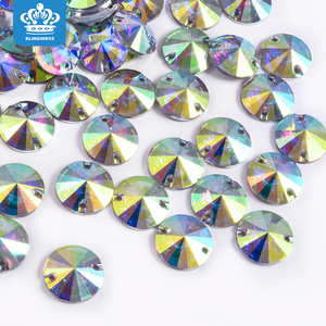 Blinginbox venta al por mayor forma redonda Rivoli parte posterior plana diamantes de imitación coser en cristal a granel cristal AB diamantes de imitación para ropa - Product Image 1