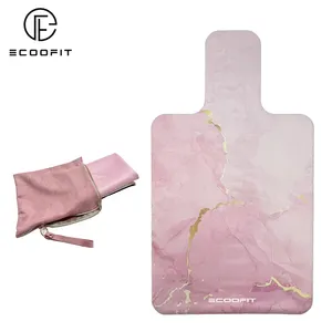 Non-Slip Pink Marble Printed Suede Yoga And Pilates Reformer Bed Mat Cover With Pouch,Yoga Pilates Reformer Mat Towel Shoulder