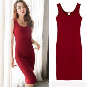 Nouvelle Robe Débardeur Slim d'Été pour Femmes et Filles, Robe Basique Simple sans Manches Couleur Unie Longueur Midi Décontractée - Product Image 4
