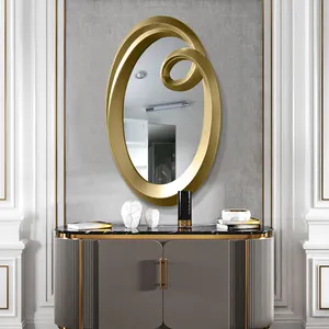 Wholesale Of New Products wall decoration European style gold oval shape PU mirror frame living room