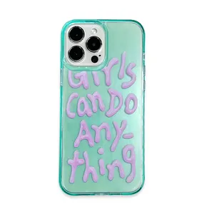 New Crystal Clear Green Eco Friendly TPU Personalized Cool Girls Shockproof Phone Case For iPhone 13 12 11 14 Pro Max