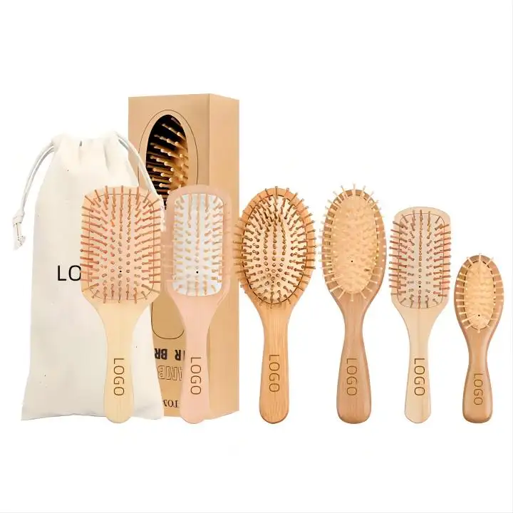 Produtos para o cabelo biodegradáveis Healthcare Scalp Detangling Pentes De Cabelo Massagem Pente De Madeira Bambu Hairbrush