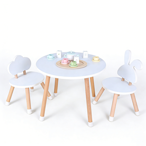 Set Moderno di Scrivania e Sedie per Bambini in Legno, Tavolo Rotondo Ecologico per Scuola e Camera da Letto - Product Image 1