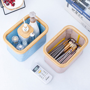 Desktop Storage <b>Box</b> 6-10L Eco-Friendly Fabric With Bamboo Frame For <b>Makeup</b> And Snacks - Product Image 3
