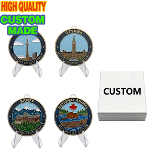 Moneta Commemorativa Personalizzata in Metallo, Monete del Canada con Monumenti come la Torre CN e il Parlamento di Ottawa, Supporto in Acrilico con Finitura UV - Product Image 1